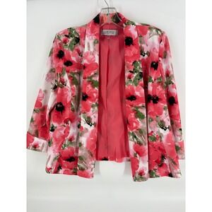 Kasper Floral Print 3/4‎ Sleeve Open Front Blazer Jacket Elegant Career
